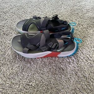 Nike Black and Red Sandals